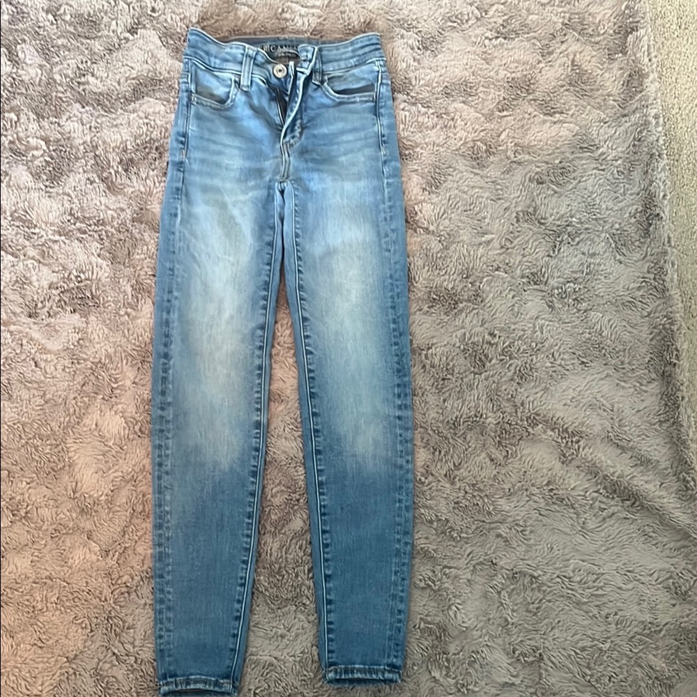 American Eagle Outfitters Blue Skinny Jeans High-Waisted Stretch